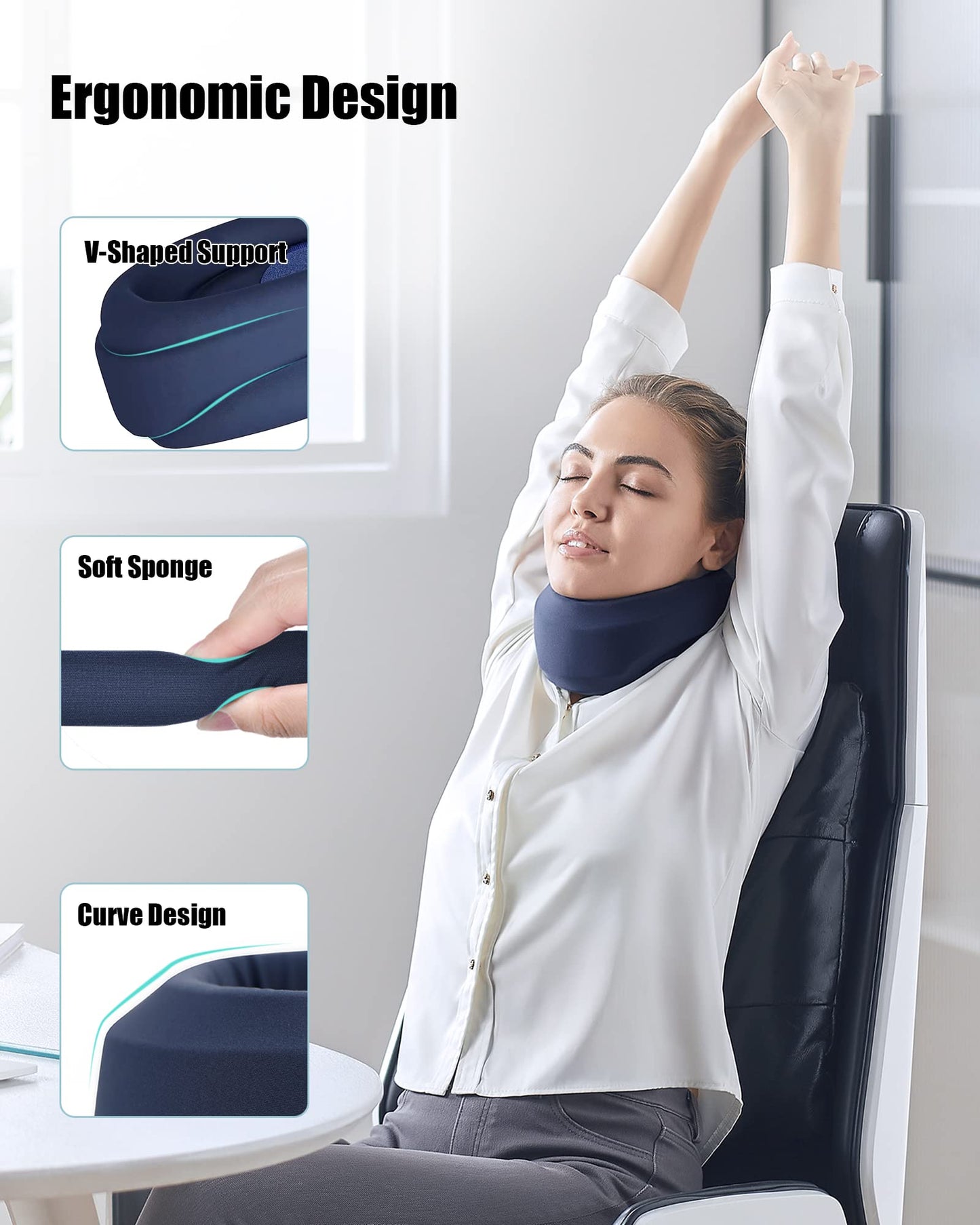 Neck Brace for Sleeping - Cervical Collar Relief Neck Pain and Neck Support Soft Foam Wraps Keep Vertebrae Stable for Relief of Cervical Spine Pressure for Women & Men Blue Small Size