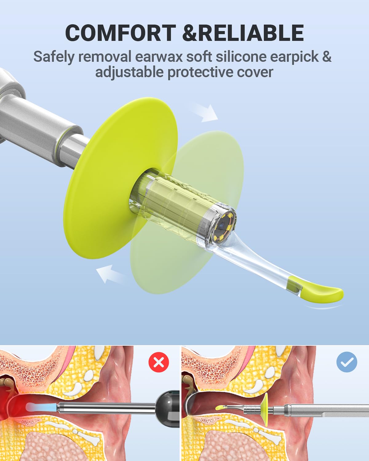 Digital Otoscope Compatible with iPhone and Android Devices, HD Ear Camera with Ear Wax Removal Tools, Video Ear Scope Otoscope with Light, Capture Photos and Videos (Silver)