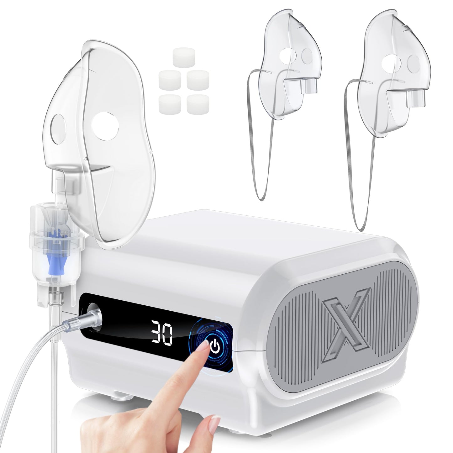 Smart Digital Display Nebulizer Machine for Adults and Kids, Compression Nebulizer for Breathing Treatment, Jet Nebulizer with Timing Function for Home Hailie Sensor NF0109