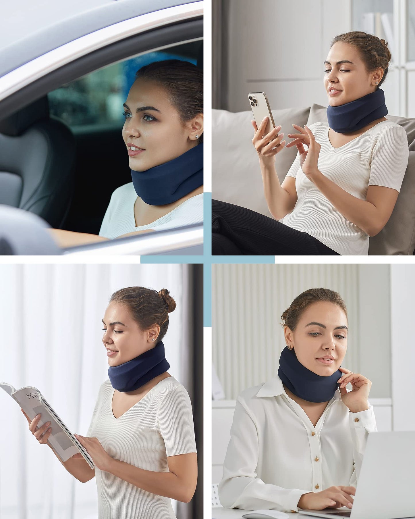 Neck Brace for Sleeping - Cervical Collar Relief Neck Pain and Neck Support Soft Foam Wraps Keep Vertebrae Stable for Relief of Cervical Spine Pressure for Women & Men Blue Small Size