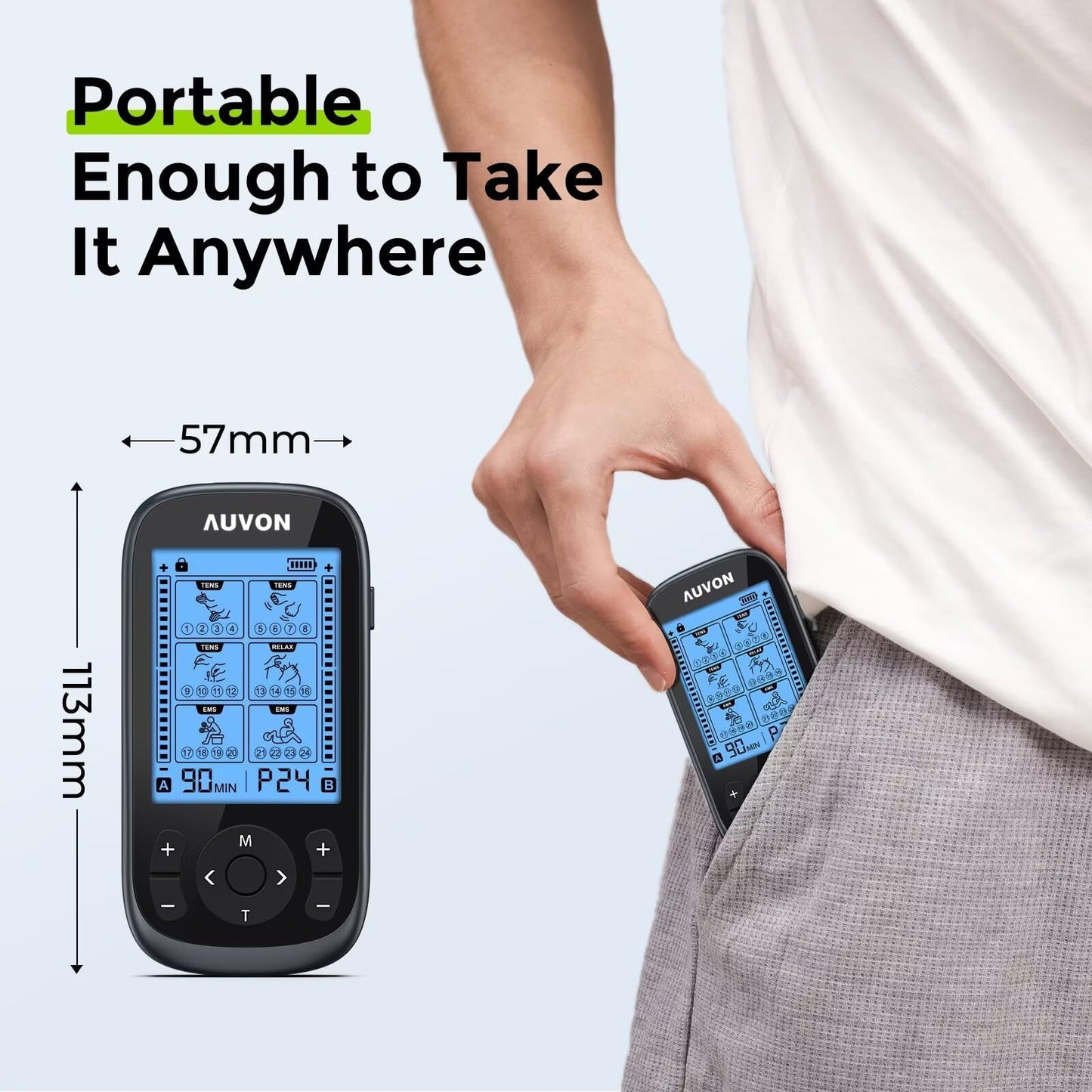 3-in-1 TENS Unit Muscle Stimulator, EMS Massage Machine with 40 Intensities for Gradual Shoulder, Sciatica, Back Pain Relief, 24 Modes Rechargeable Electronic Pulse Massager with 12 TENS Pads