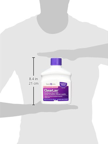 Basic Care ClearLax Polyethylene Glycol 3350 Powder for Solution, Osmotic Laxative, Relieves Occasional Constipation, Unflavored, 1.68 pound (Pack of 1)